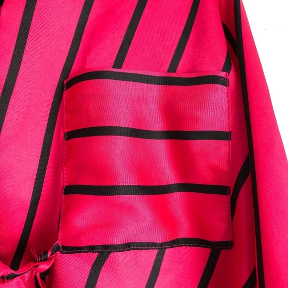 TOPSHOP women stripe red-black cropped top Size 10 - Picture 3 of 7